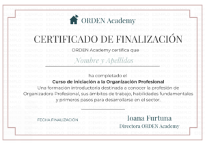 certificado curso organizador profesional gratuito